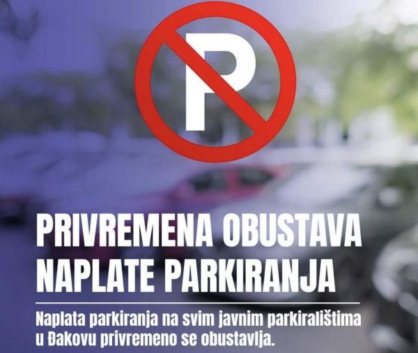 Privremena obustava naplate parkiranja u Đakovu