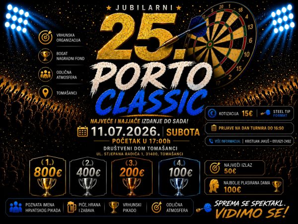Najjači Porto Classic dosad: Tomašanci postaju središte hrvatske pikado scene