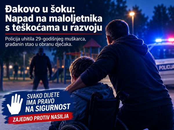 Đakovo potresao brutalan napad na maloljetnika s te&scaron;koćama u razvoju: Uhićen 29-godi&scaron;nji mu&scaron;karac